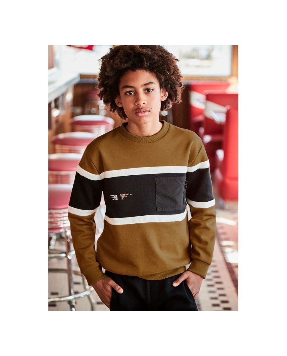 Mayoral Erkek Çocuk Renk Bloklu Sweatshirt 8-18 Yaş BEYAZ