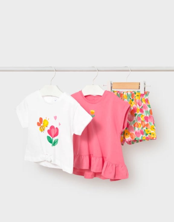 Mayoral Kız Bebek   Çiçek Baskı Detaylı 3'Lü Set 6 Ay - 4 Yaş PEMBE