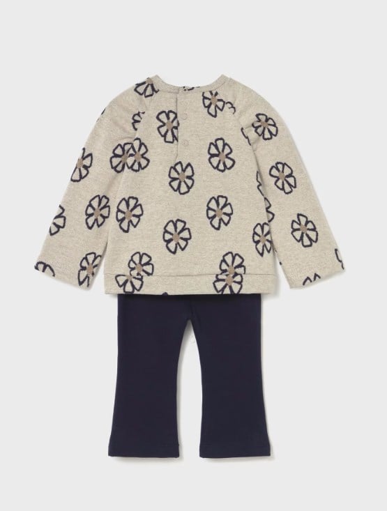 Mayoral Kız Bebek Çiçek Desenli Sweatshirt ve Lacivert Tayt 2'li Takım 1-4 Yaş LACİVERT