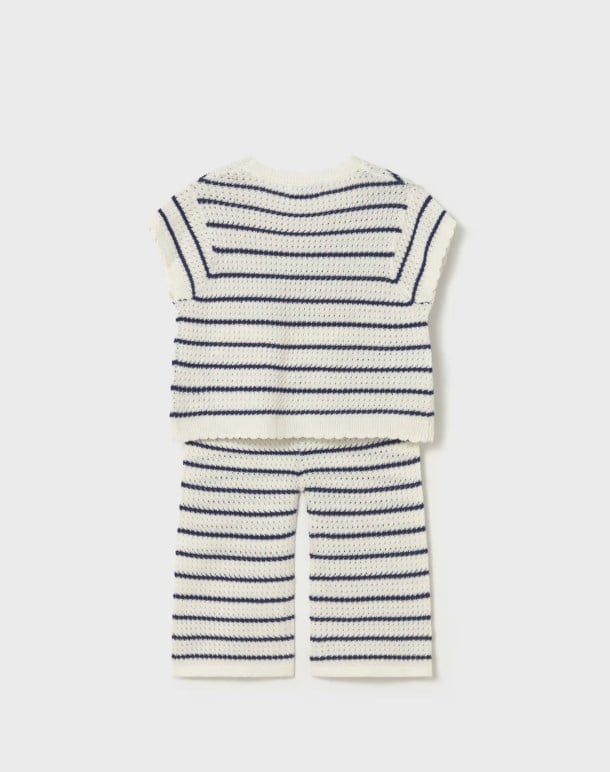 Mayoral Kız  Bebek Kalp Detaylı Kısa Kollu Triko Takım 6 Ay 4 Yaş KREM
