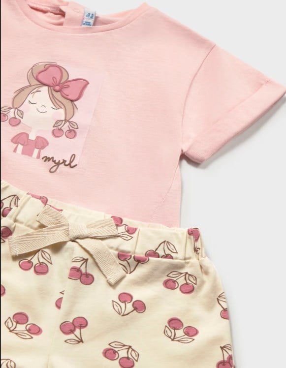 Mayoral Kız Bebek Kiraz Desenli Şortlu Takım 6 Ay 4 Yaş PEMBE