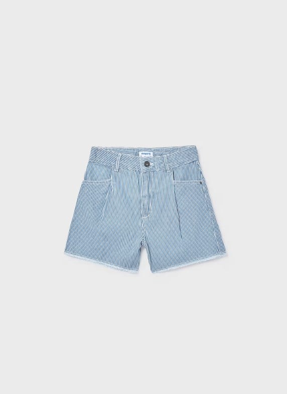 Mayoral Kız Çocuk Çizgili Denim Şort 8-18 Yaş LACİVERT