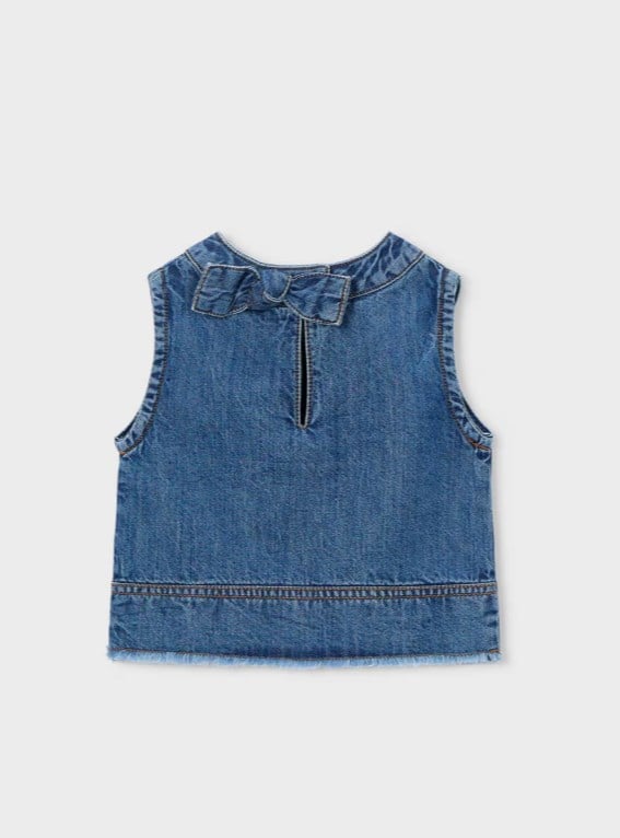 Mayoral Kız Çocuk Denim Kolsuz Bluz 2-10 Yaş İNDİGO