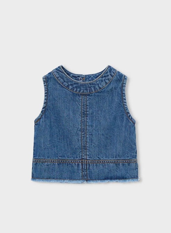 Mayoral Kız Çocuk Denim Kolsuz Bluz 2-10 Yaş İNDİGO