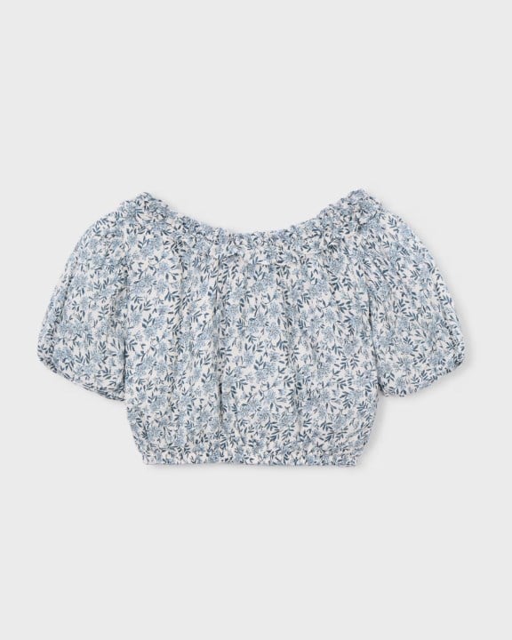 Mayoral Kız Çocuk Fırfır Yaka Çiçekli Crop Bluz 2-10 Yaş ÇOK RENKLİ