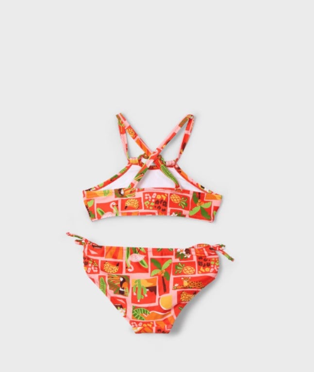 Mayoral Kız Çocuk Karma Baskı Bağlama Detaylı Bikini 2-10 Yaş ORANJ
