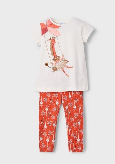 Mayoral Kız Çocuk Karma Baskı Taytlı Takım 2-10 Yaş EKRU - ORANJ