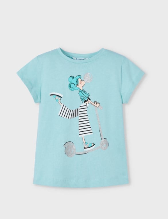 Mayoral Kız Çocuk Karma Baskı Tişört 2-10 Yaş YEŞİL