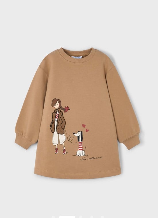 Mayoral Kız Çocuk Mini Polar Sweat Elbise 2-10 Yaş KAHVE