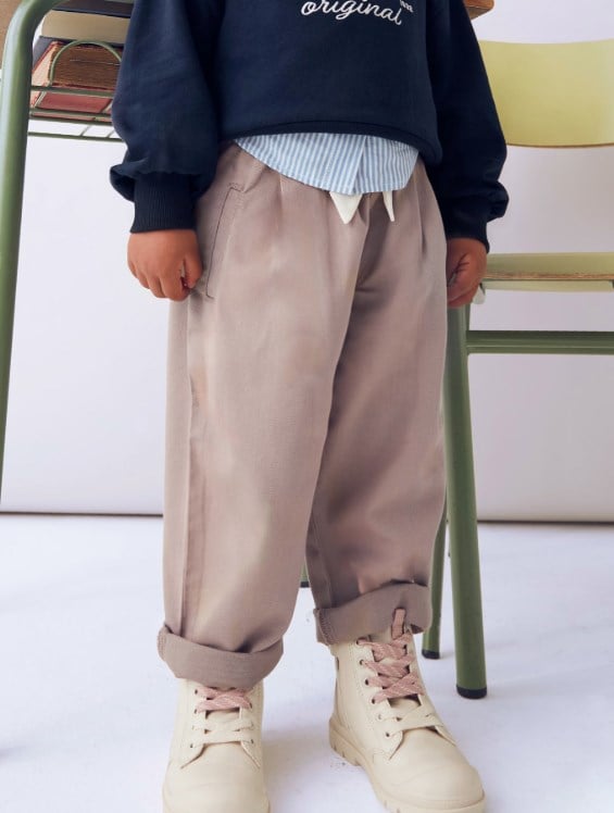 Mayoral Kız Çocuk Mom Kesim Kurdele Detaylı Keten Pantolon 2-10 Yaş KAHVE
