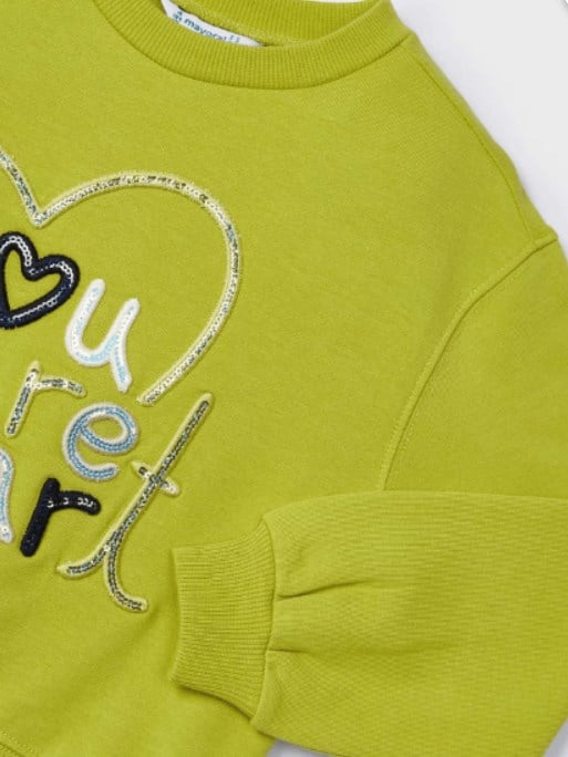 Mayoral Kız Çocuk Payet İşleme Sweatshirt 2-10 Yaş YEŞİL