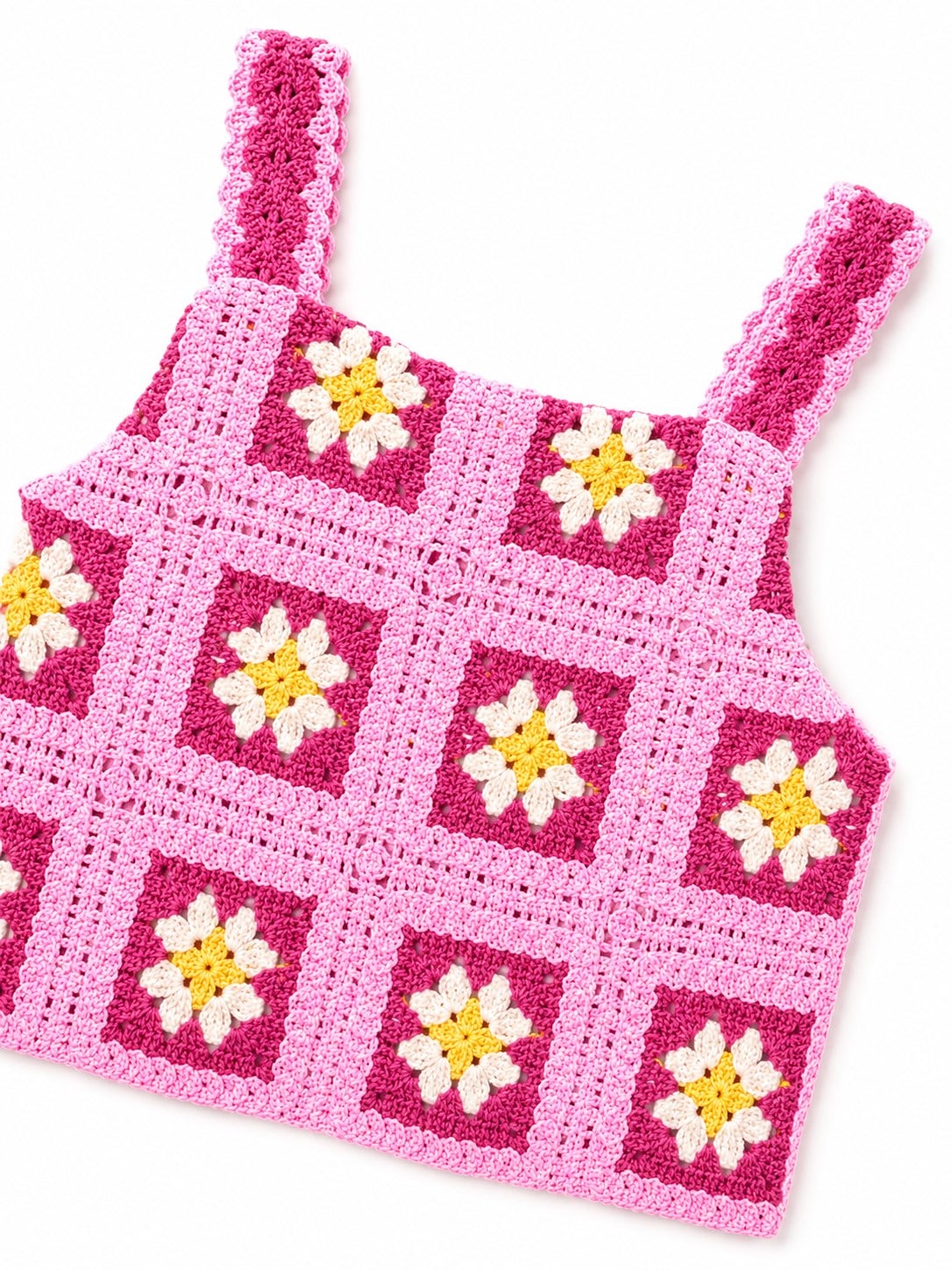 Mayoral Kız Çocuk Pembe Çiçek Motifli Tığ İşi (Kroşe) Crop Bluz 2-10 Yaş PEMBE