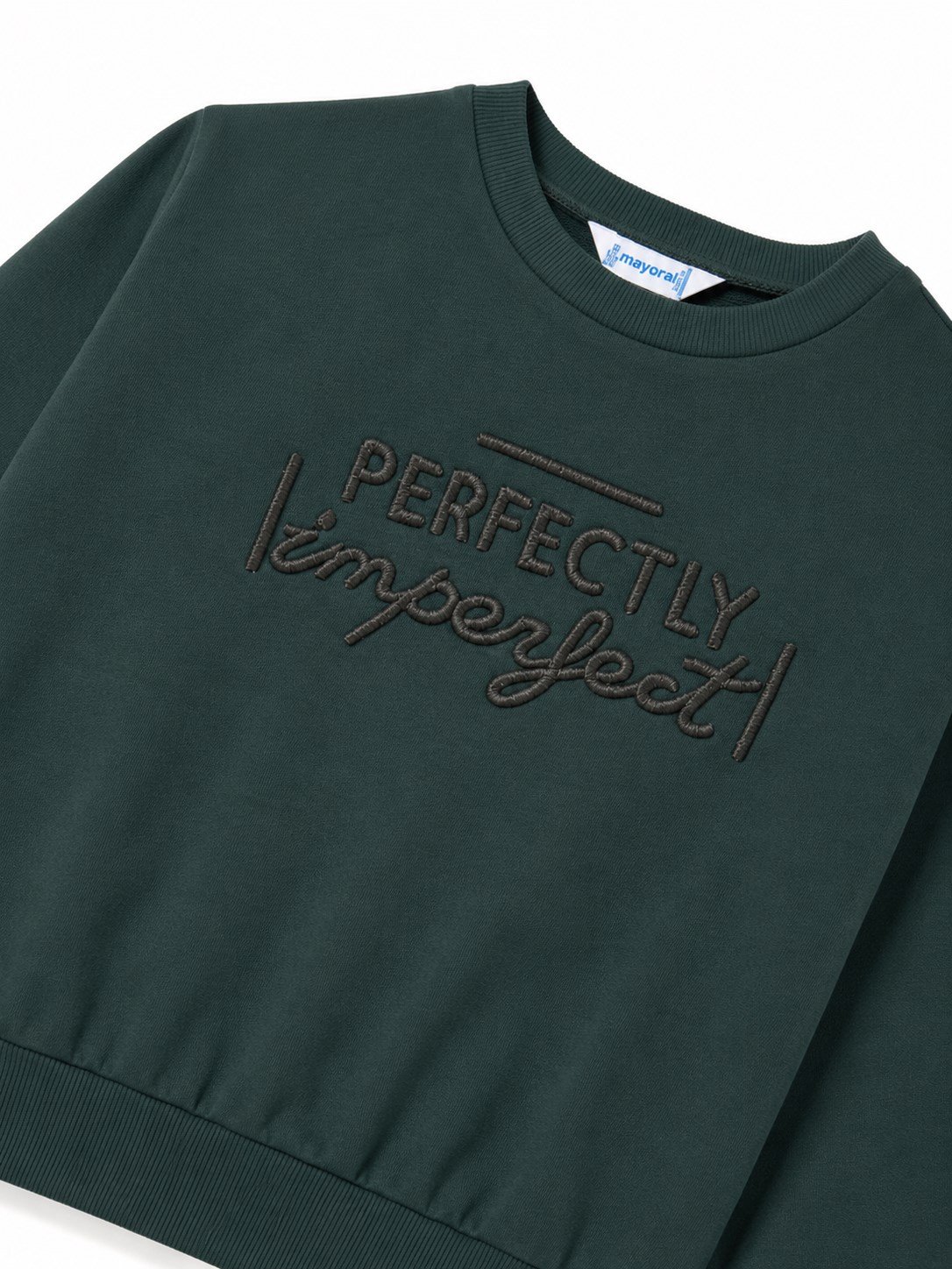 Mayoral Kız Çocuk Perfectly Imperfect Nakışlı Vatkalı Sweatshirt 2-10 Yaş YEŞİL