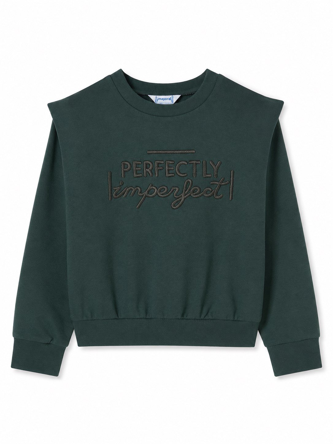 Mayoral Kız Çocuk Perfectly Imperfect Nakışlı Vatkalı Sweatshirt 2-10 Yaş YEŞİL