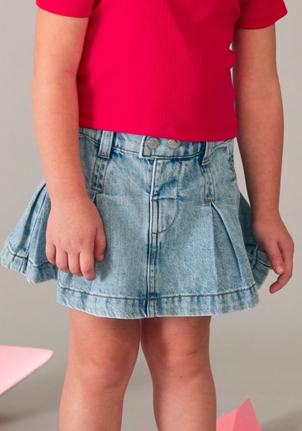 Mayoral Kız Çocuk Pileli Denim Mini Kot Etek 2-10 Yaş AÇIK MAVİ