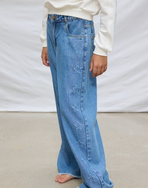 Mayoral Kız Çocuk Yıldız Detaylı Denim Pantolon 8-18 Yaş MAVİ