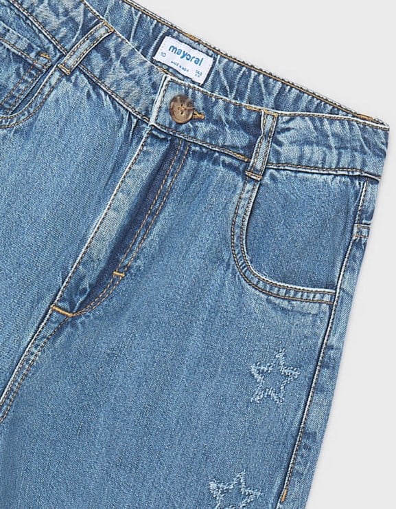 Mayoral Kız Çocuk Yıldız Detaylı Denim Pantolon 8-18 Yaş MAVİ
