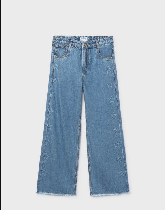 Mayoral Kız Çocuk Yıldız Detaylı Denim Pantolon 8-18 Yaş MAVİ