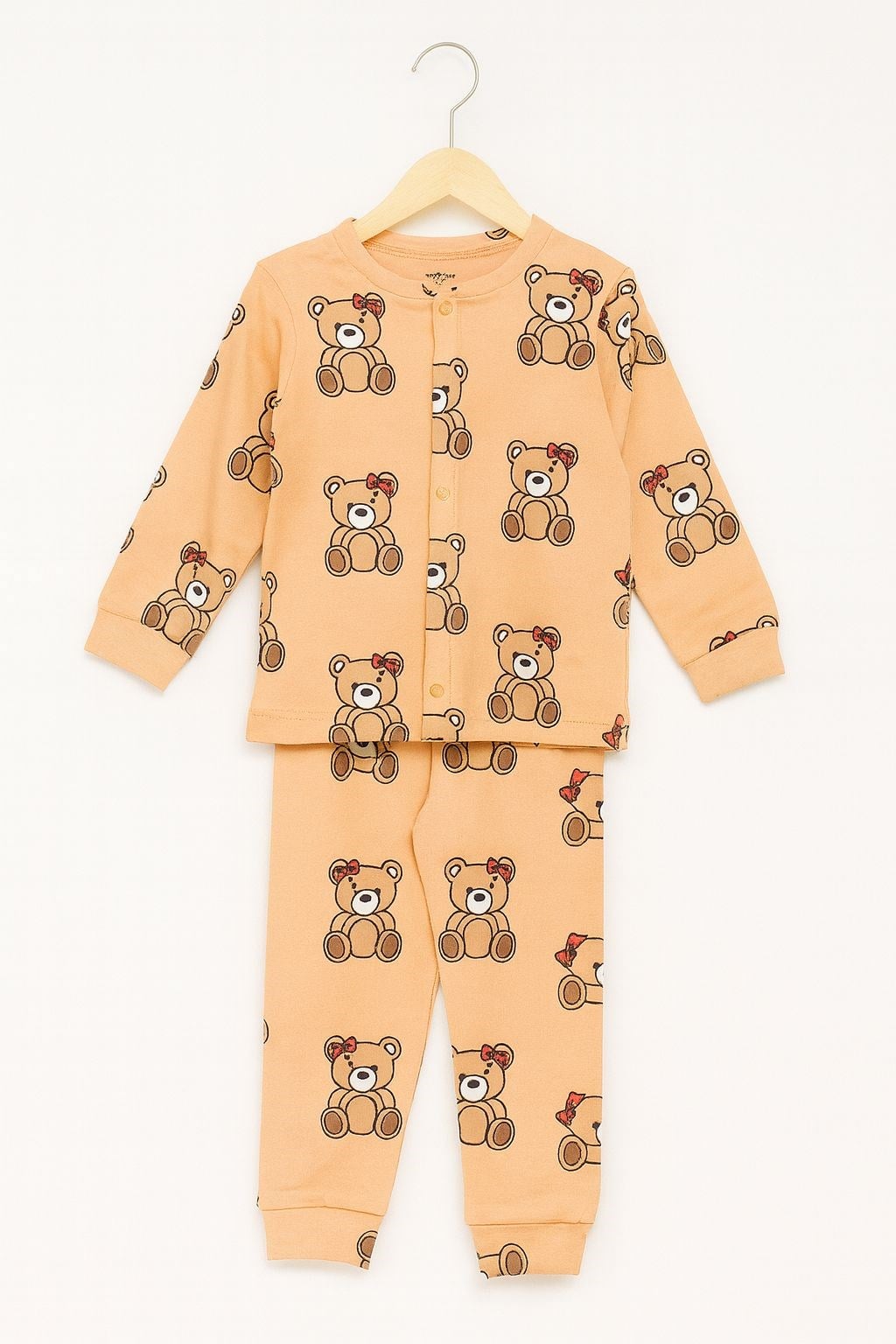 Melisa Kız Çocuk Ayıcık Baskı Çıtçılı Pijama Takımı 1-6 Yaş SOMON