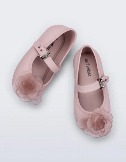 Mini Melissa Kız Çocuk Çiçek Kabartmalı Kokulu Bantlı Babet 22-30 PEMBE