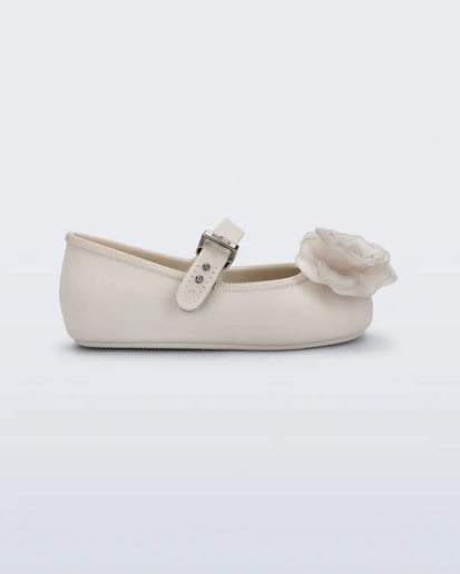 Mini Melissa Kız Çocuk Çiçek Kabartmalı Kokulu Bantlı Babet 22-30 BEJ