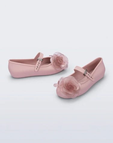 Mini Melissa Kız Çocuk Çiçek Kabartmalı Kokulu Bantlı Babet 31-35 PEMBE