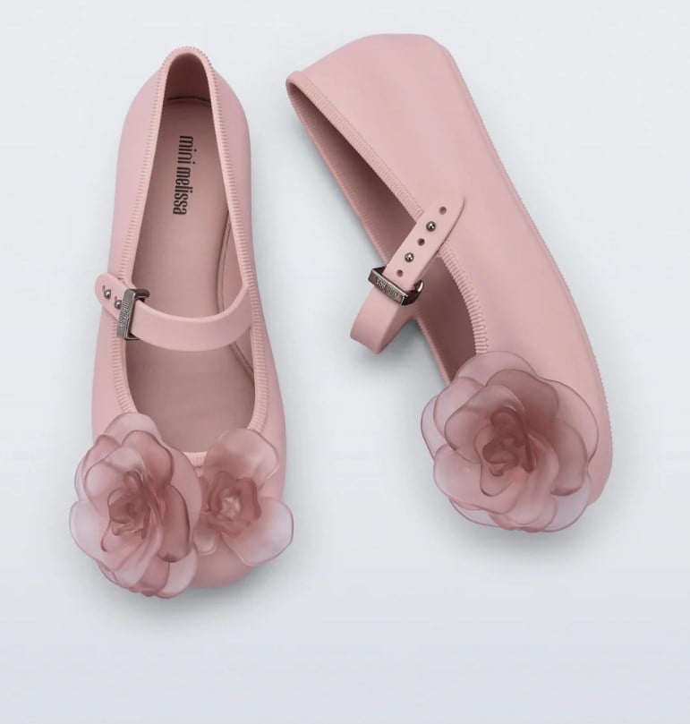 Mini Melissa Kız Çocuk Çiçek Kabartmalı Kokulu Bantlı Babet 31-35 PEMBE