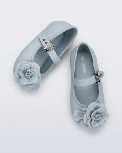 Mini Melissa Kız Çocuk Çiçek Kabartmalı Kokulu Bantlı Babet 22-30 MAVİ