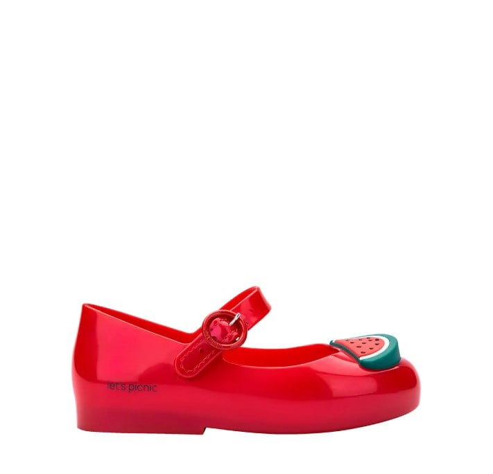 Mini Melissa Kız Çocuk Karpuz Kabartmalı Kokulu Bantlı Babet 22-30 KIRMIZI