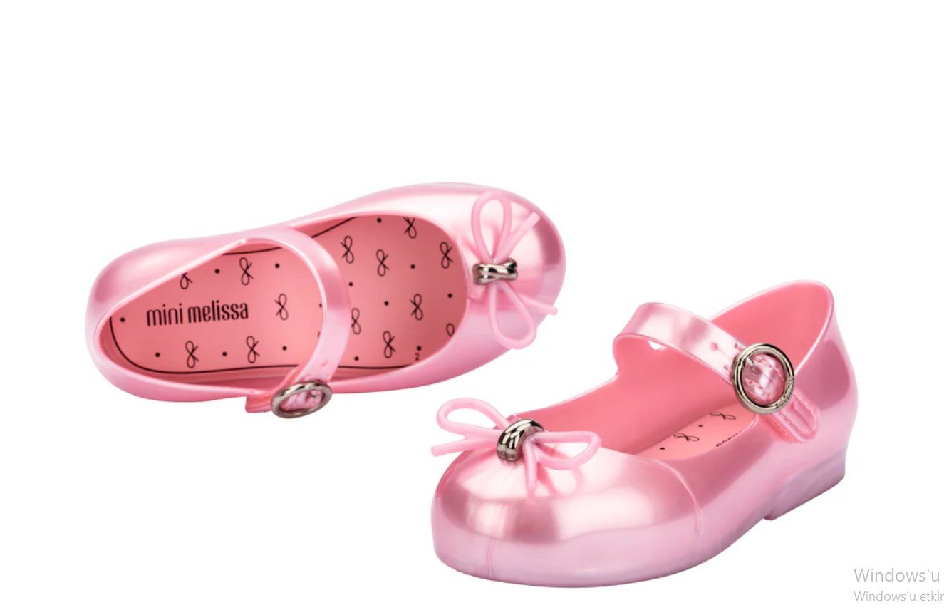 Mini Melissa Kız Çocuk Önü Kurdele Detaylı Kokulu Bantlı Babet 22-30 PEMBE