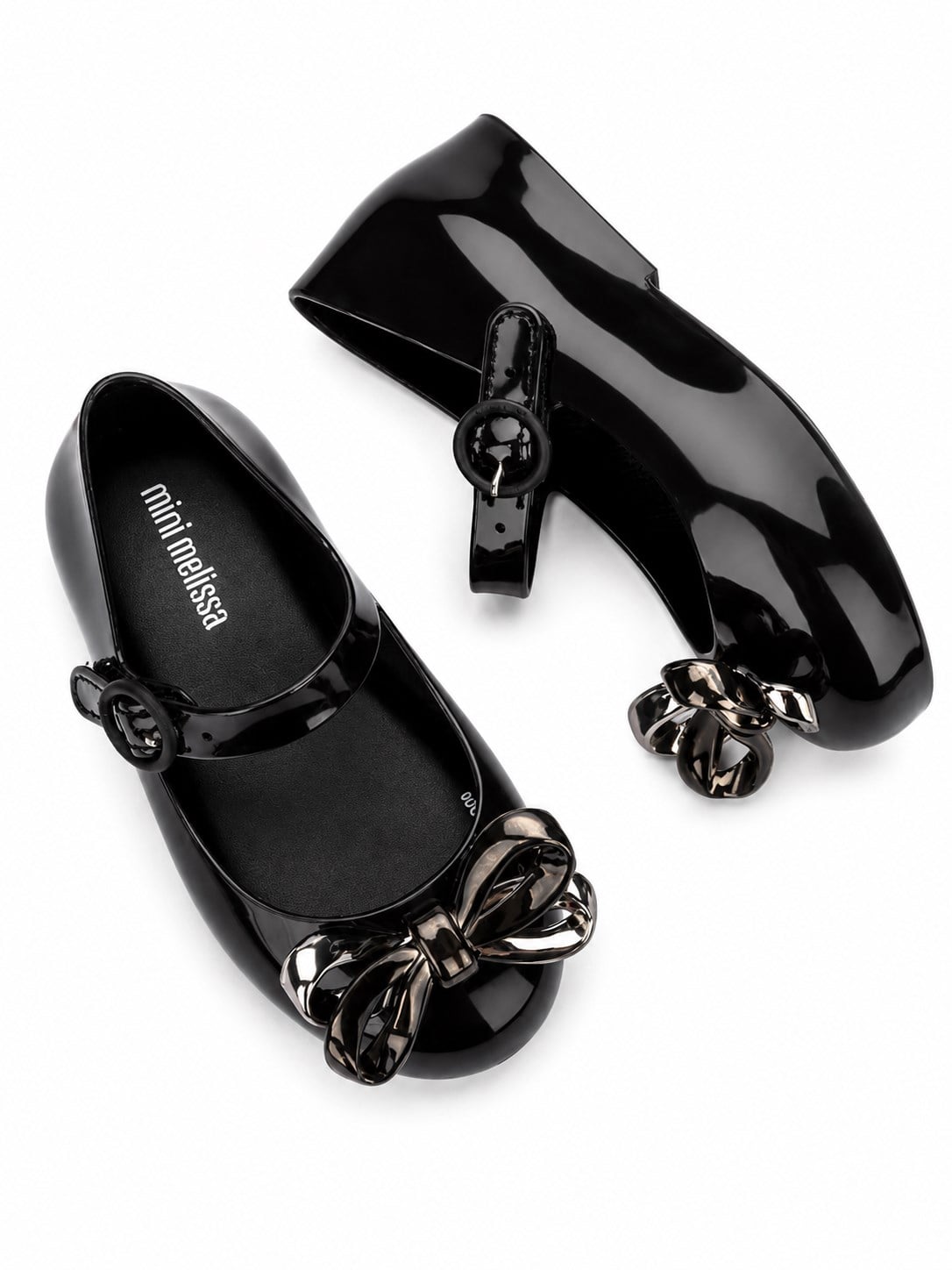 Mini Melissa Kız Çocuk Sweet Love Glam Metalik Fiyonklu Babet 21-29 SİYAH