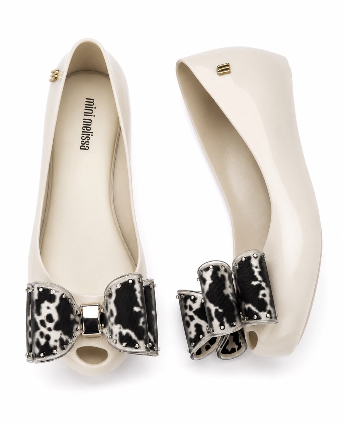 Mini Melissa Kız Çocuk  Ultragirl Classic Bow Siyah Fiyonklu  Babet 28-32 BEJ - SİYAH