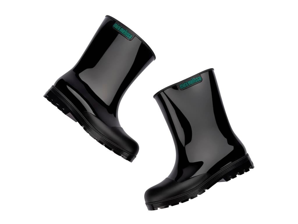 Mini Melissa Welly Glitter Kız Çocuk Simli Yağmur Botu Çizmesi SİYAH