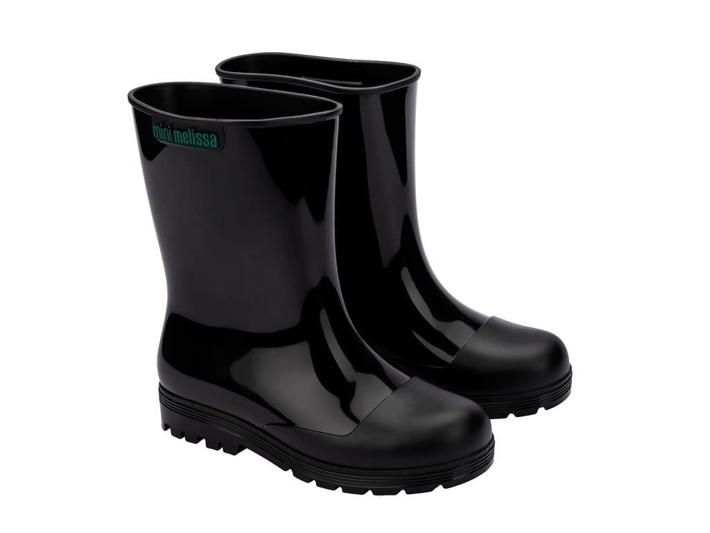 Mini Melissa Welly Glitter Kız Çocuk Simli Yağmur Botu Çizmesi SİYAH