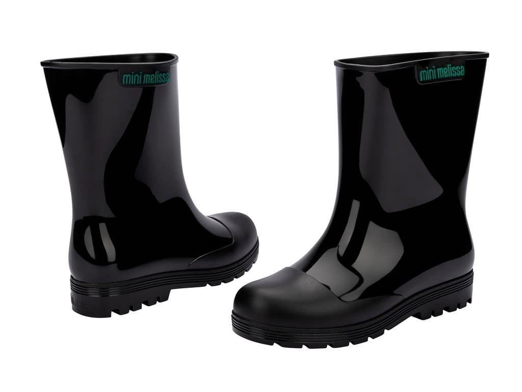 Mini Melissa Welly Glitter Kız Çocuk Simli Yağmur Botu Çizmesi SİYAH