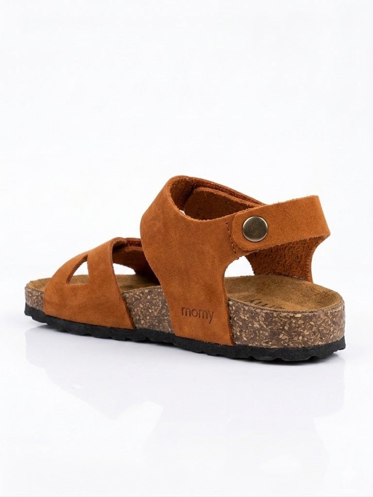 Momy Çocuk Hakiki Deri Taba Mantar Tabanlı Anatomik Sandalet 21-36 TARÇIN
