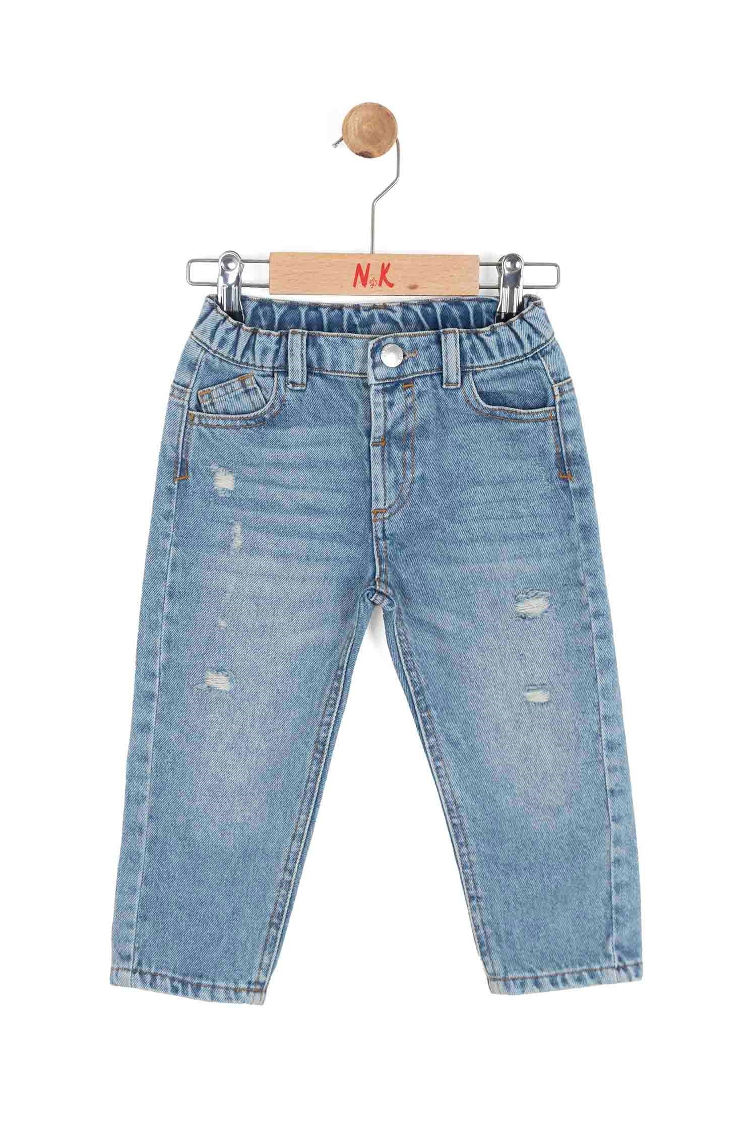 Nk Erkek Bebek Yırtık Detaylı Jean Pantolon 12 Ay 4 Yaş MAVİ
