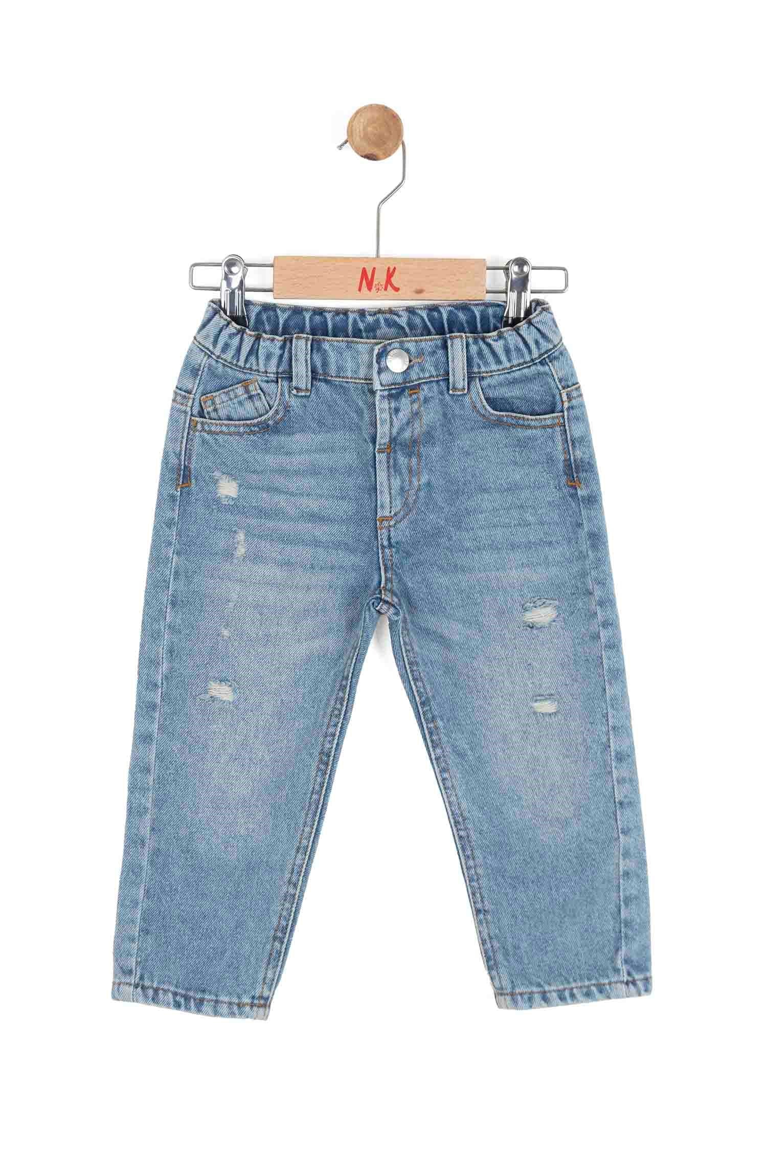 Nk Erkek Bebek Yırtık Detaylı Jean Pantolon 12 Ay 4 Yaş MAVİ