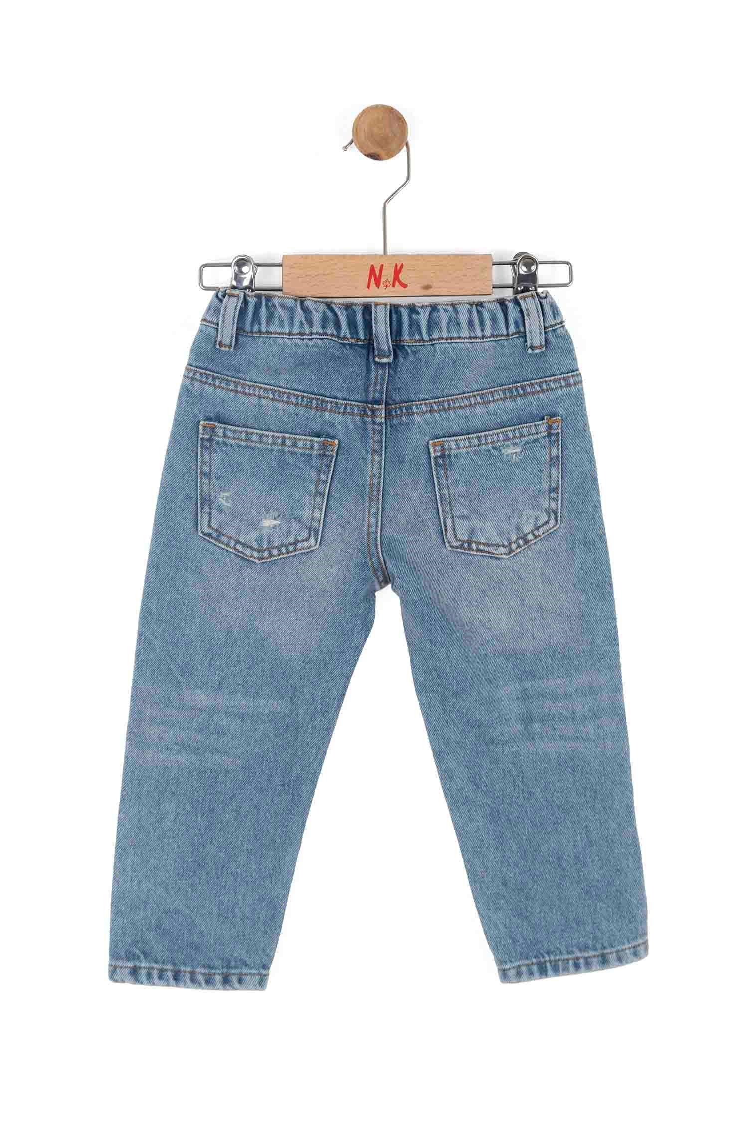 Nk Erkek Bebek Yırtık Detaylı Jean Pantolon 12 Ay 4 Yaş MAVİ