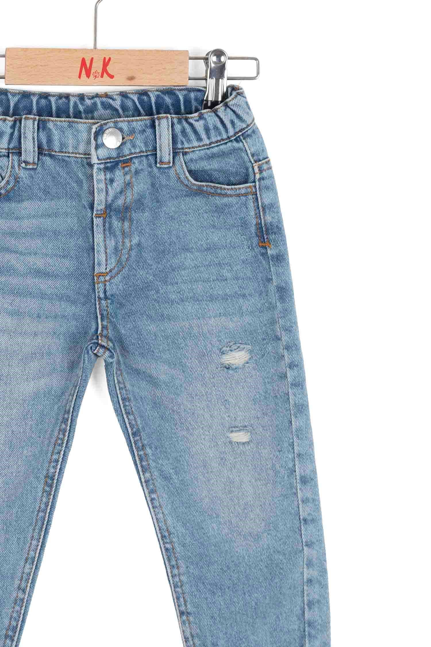 Nk Erkek Bebek Yırtık Detaylı Jean Pantolon 12 Ay 4 Yaş MAVİ