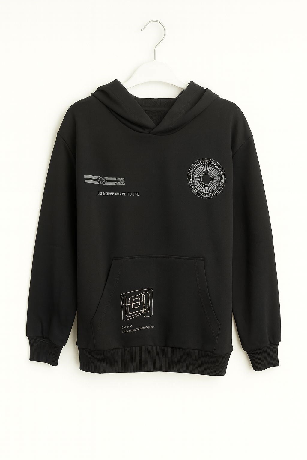 Nk Erkek Çocuk Karma Baskı Kapşonlu Sweatshirt 8-14 Yaş SİYAH