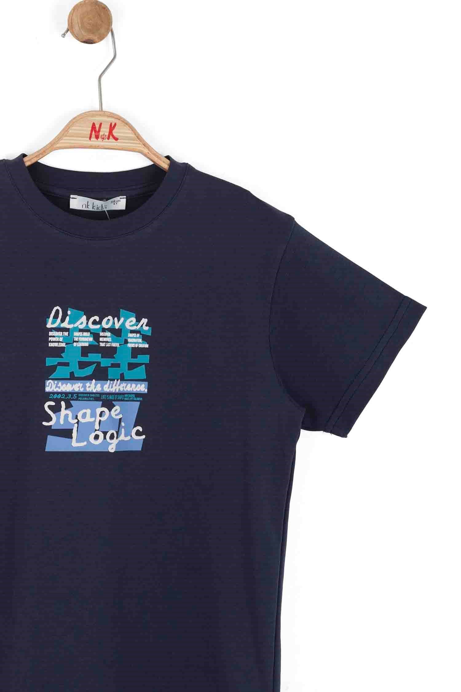 Nk Erkek Çocuk Sırt Baskılı Shape Baskı Kısa Kol Tişört 4-8 Yaş LACİVERT
