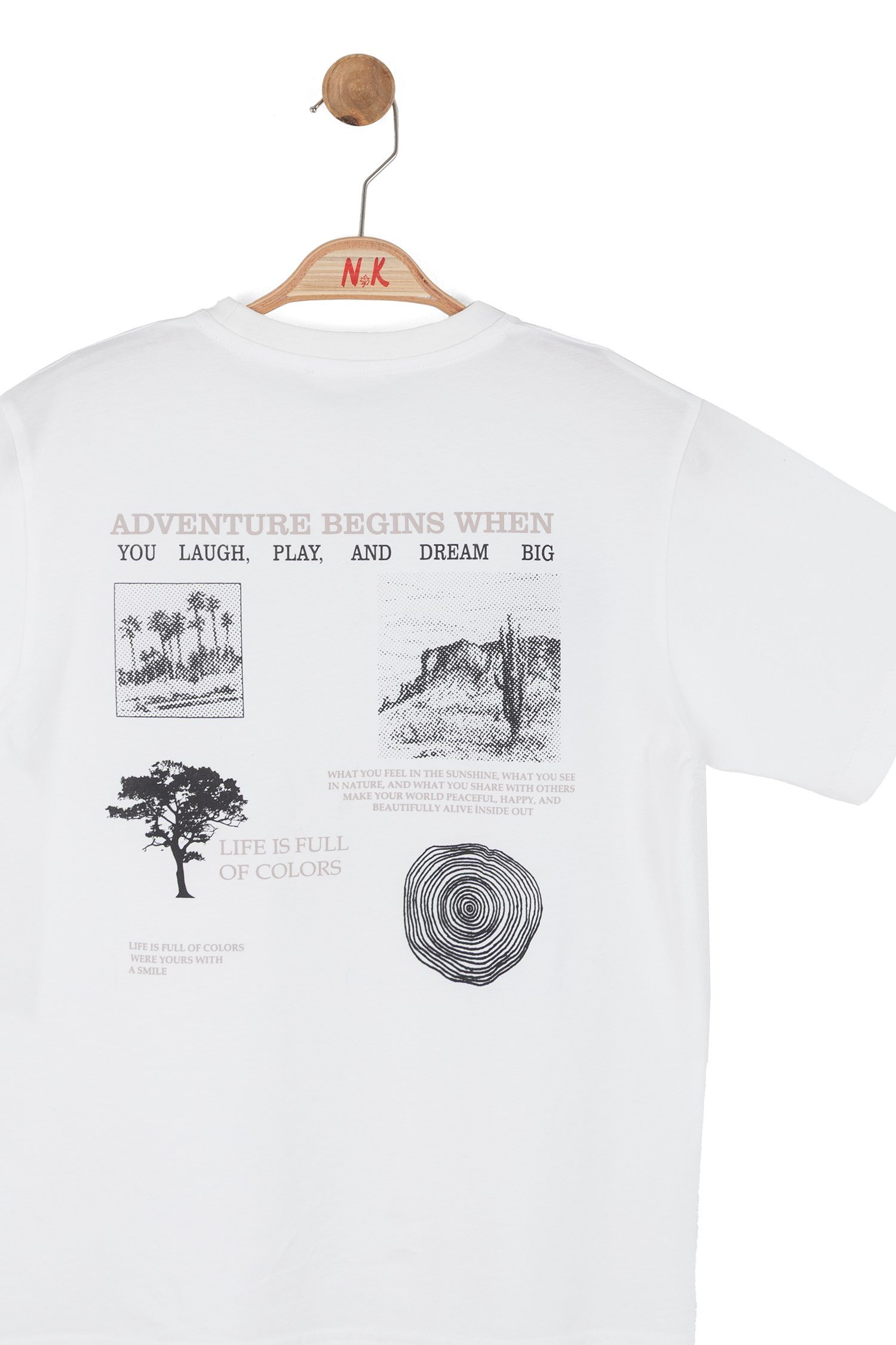 Nk Erkek Çocuk Sırtı Baskılı Kısa Kollu Tişört 8-14 Yaş EKRU