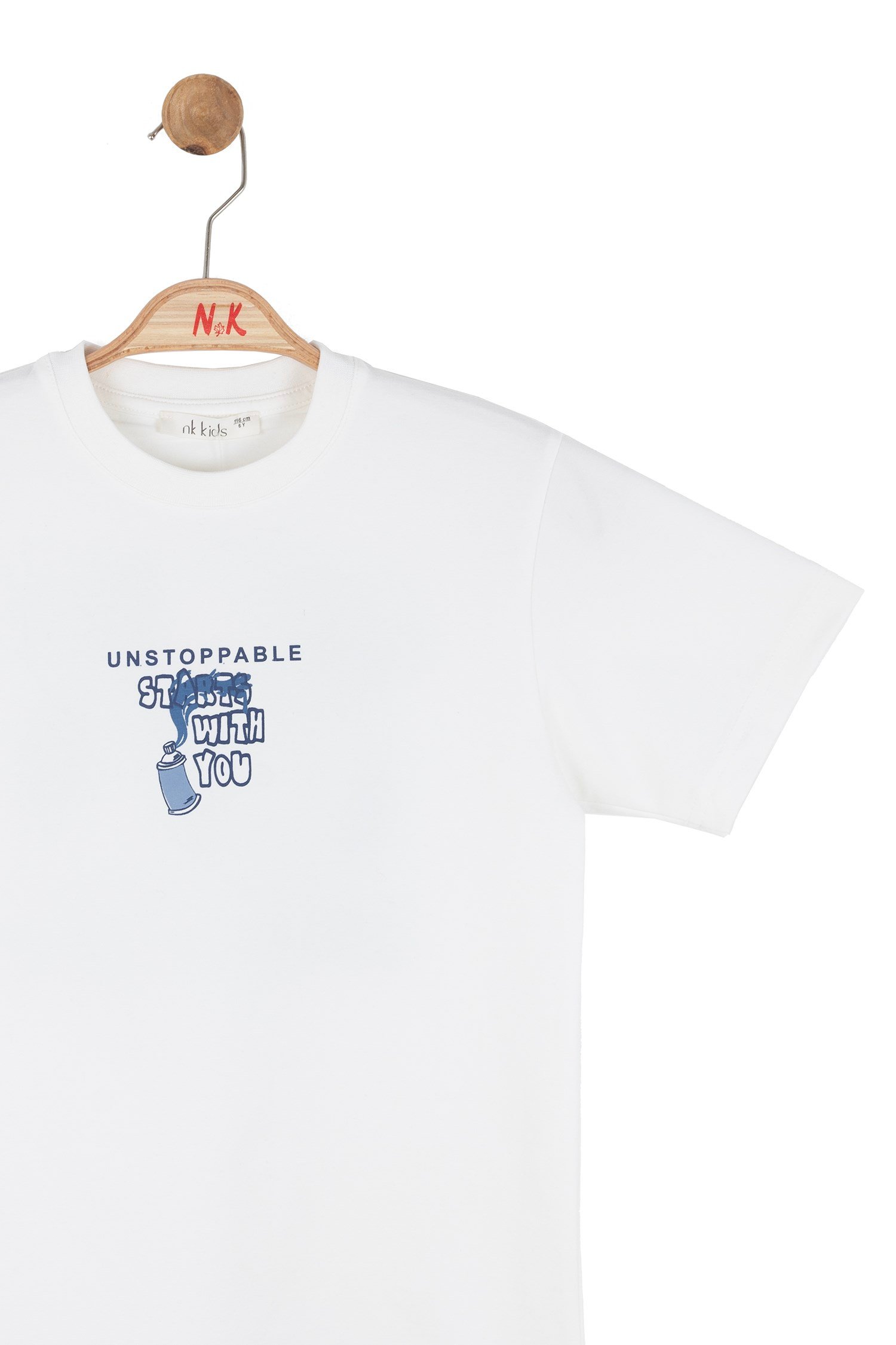 Nk Erkek Çocuk Start Baskı Kısa Kol Tişört 4-8 Yaş EKRU - MAVİ