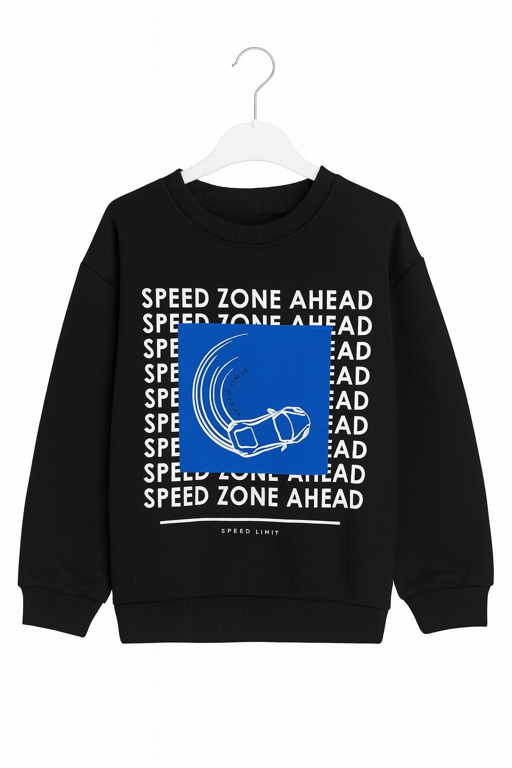 Nk Erkek Çocuk Super Zone Baskı Uzun Kol Sweatshirt 4-8 Yaş SİYAH - MAVİ