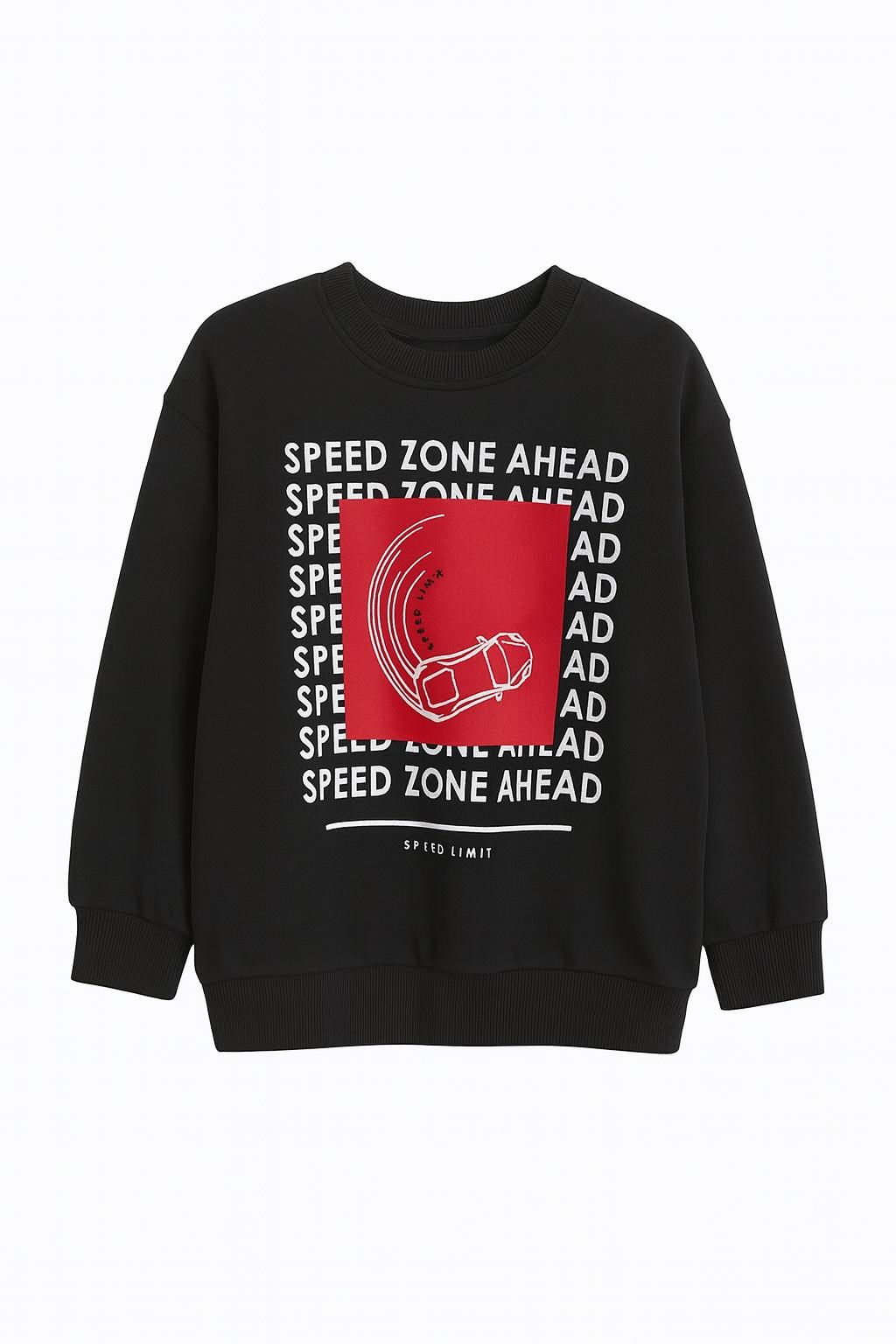 Nk Erkek Çocuk Super Zone Baskı Uzun Kol Sweatshirt 4-8 Yaş SİYAH - KIRMIZI