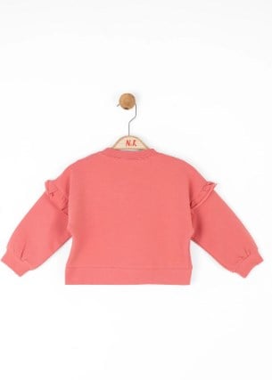 Nk Kız Bebek Baykuş Detaylı Sweatshirt 9 Ay 4 Yaş CORAL