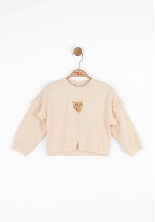 Nk Kız Bebek Baykuş Detaylı Sweatshirt 9 Ay 4 Yaş KREM