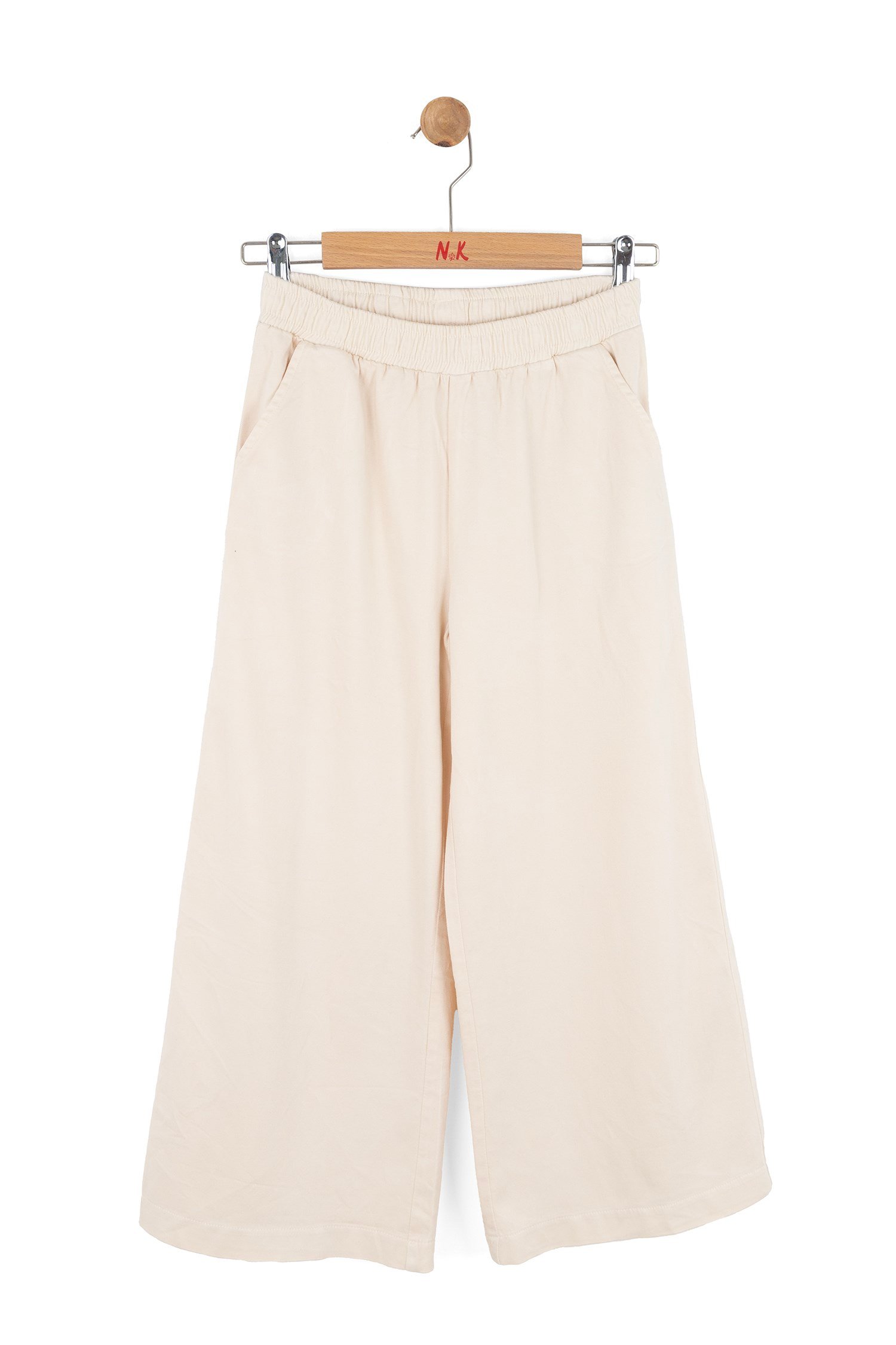Nk Kız Çocuk Beli Lastikli Bol Paça Pantolon 8-14 Yaş KREM