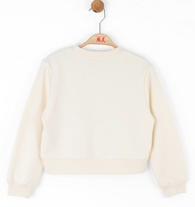Nk Kız Çocuk Çiçek Baskılı Sweat 4-8 Yaş KREM